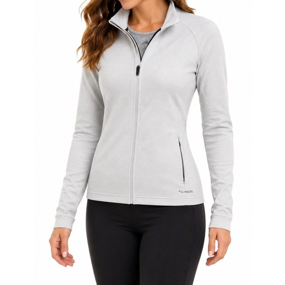 Adidas Climaheat Energy Running Jacket Womens Small Gray Full Zip Athletic